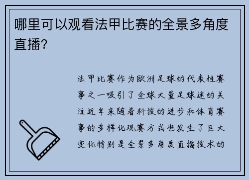 哪里可以观看法甲比赛的全景多角度直播？